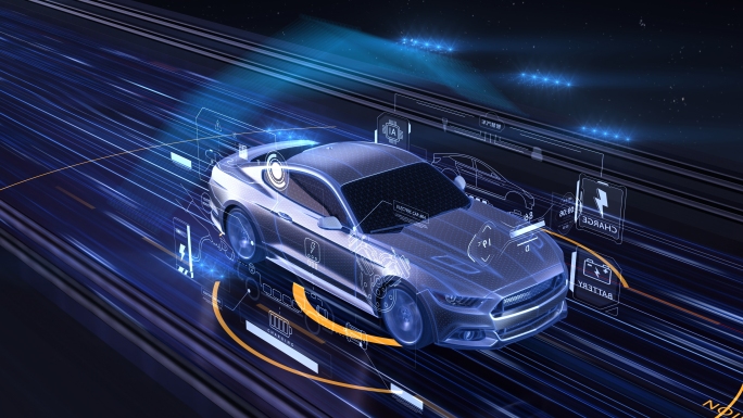 科技感新能源汽车行驶动画AE模板