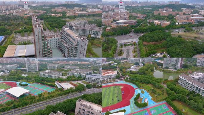 福州福建江夏学院大学城校区航拍校园风景风