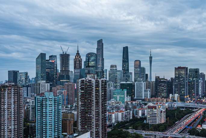 珠江新城内透夜景延时