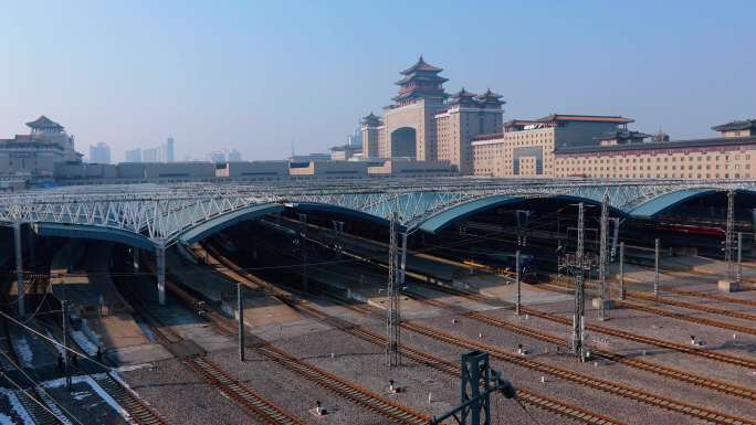 北京西站高铁行驶城市空镜合集