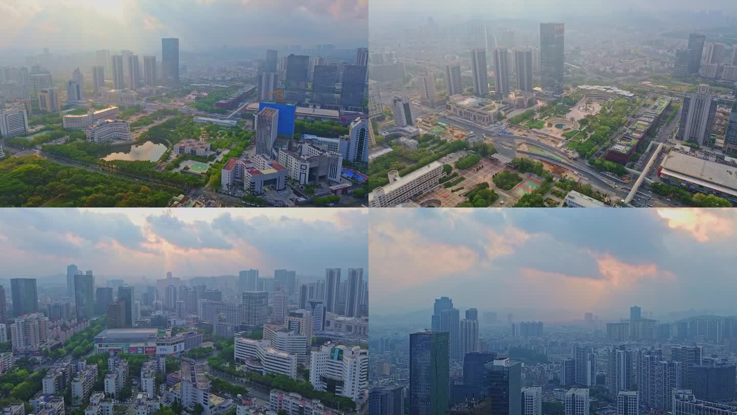 深圳龙岗，龙城广场，城市航拍空镜