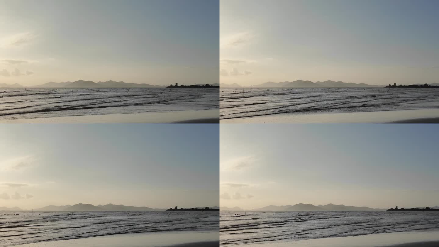 黄昏时分的海滩海水海浪