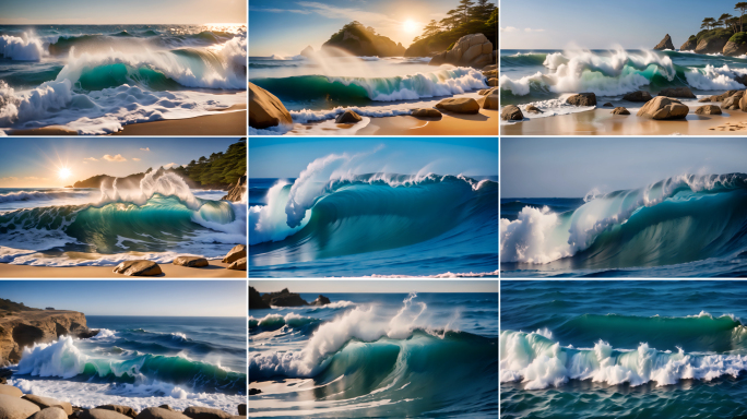 海浪拍打海岸岩石镜头