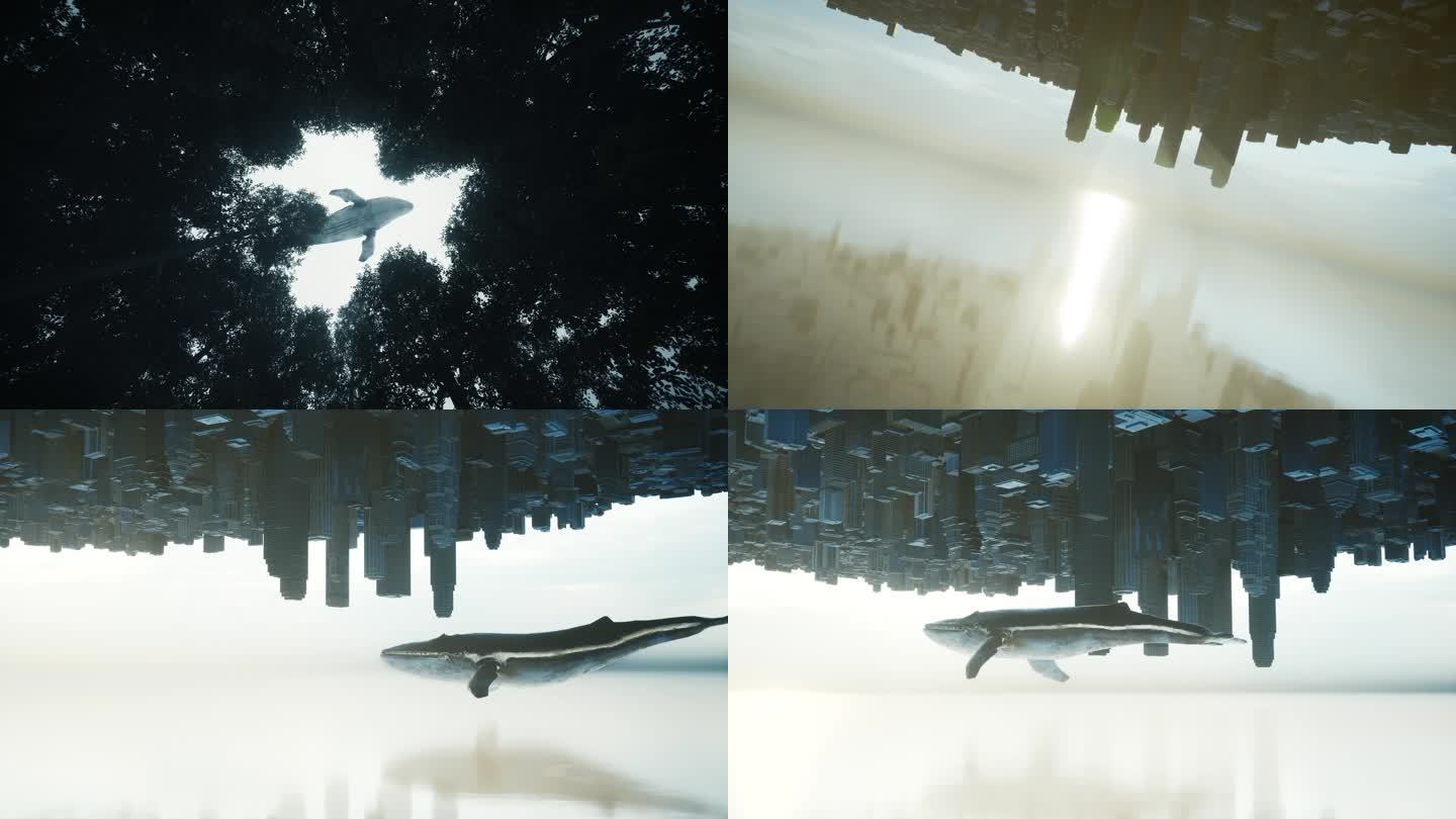 创意鲸鱼概念地产高端光影云端城市