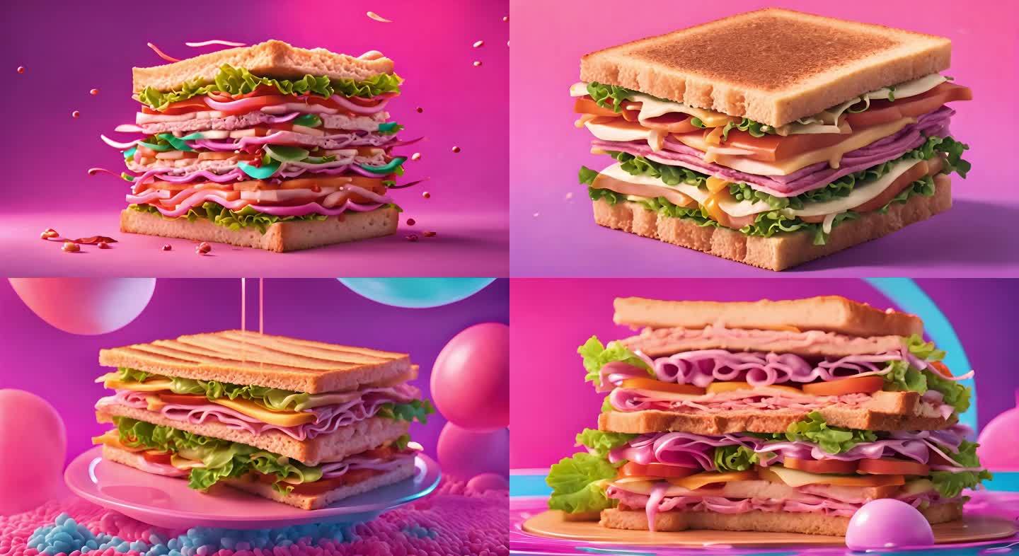 概念汉堡包食物美食速食广告