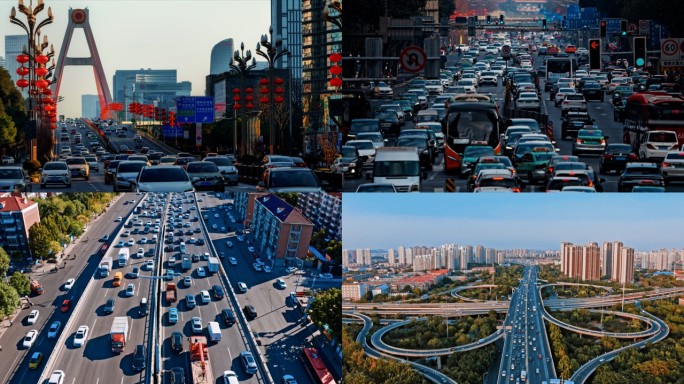 城市快节奏 早晚高峰期  繁忙交通