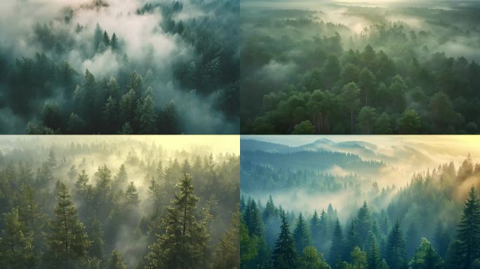 丁达尔梦幻森林唯美森林逆光云雾