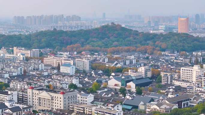 浙江绍兴越城区航拍城市风景风光素材4