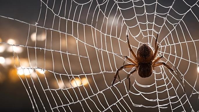 特写蜘蛛和它的网