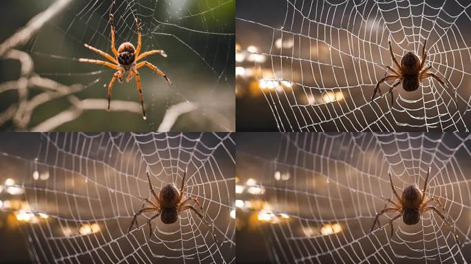 特写蜘蛛和它的网