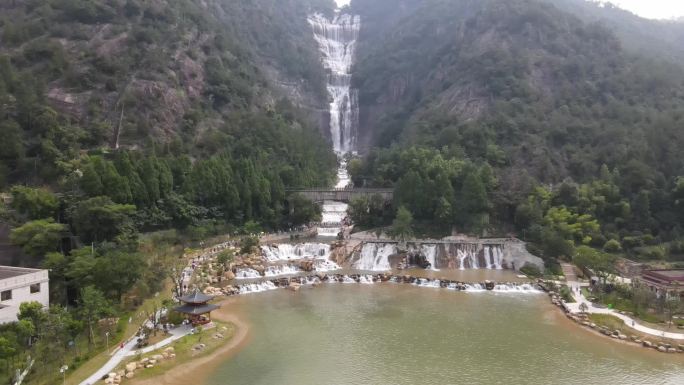 浙江天台山大瀑布航拍