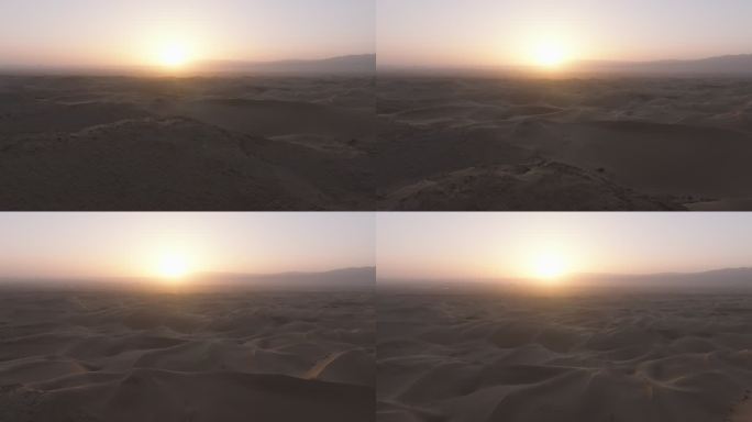 航拍沙漠中的日出