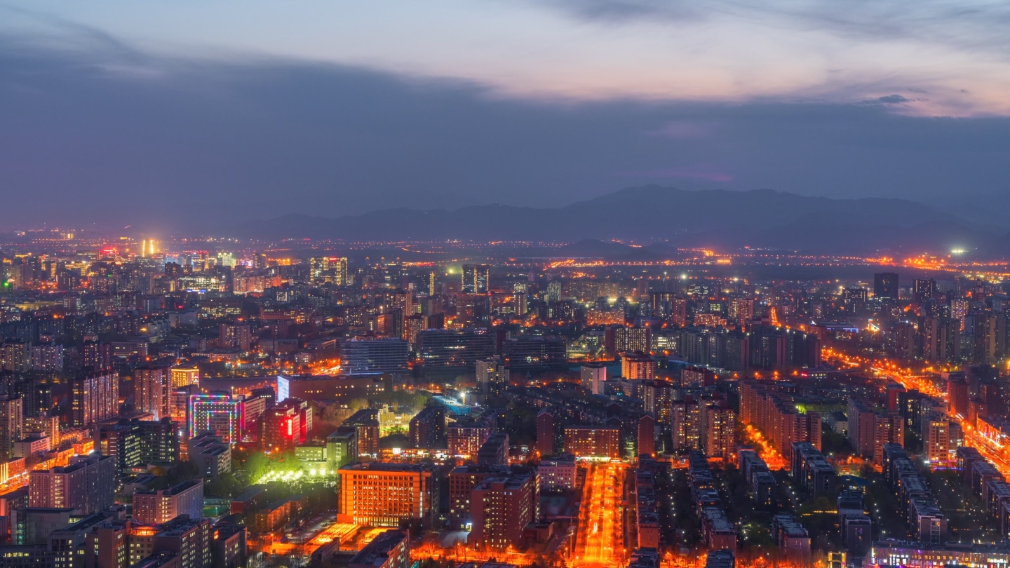 北京西山晚霞日落日转夜