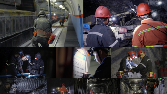 煤矿工人井下工作视频素材