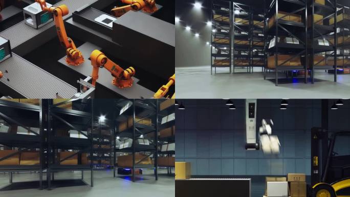 自动化生产线智能仓储物流动画3D渲染