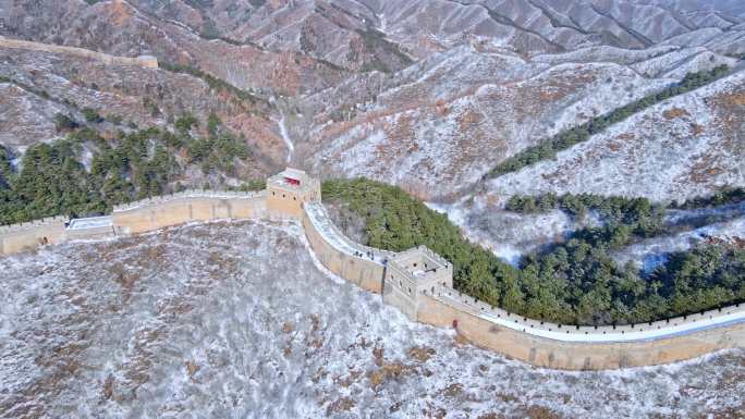 航拍冬雪金山岭长城 4K素材