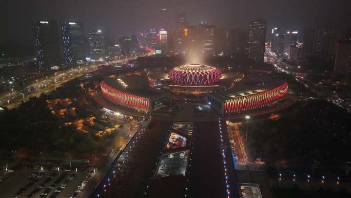 经十路 夜景 车流 灯光秀 航拍