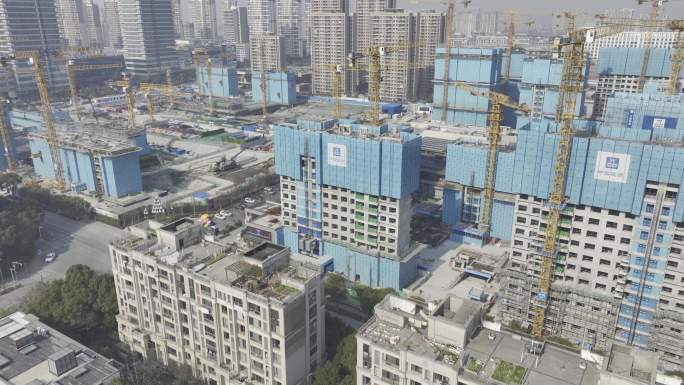上海嘉定万科理想之地建筑工地航拍HLG