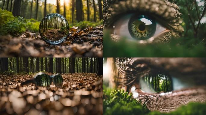 绿色生态保护创意视频 森林中的眼睛
