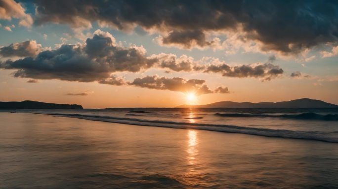 乘风破浪夕阳日出海浪浪花