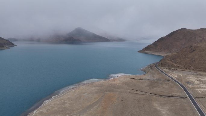 西藏旅行羊湖羊卓雍错航拍视频空镜