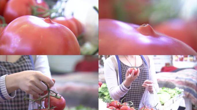 菜市场 粉红西红柿 番茄 外观 挑选