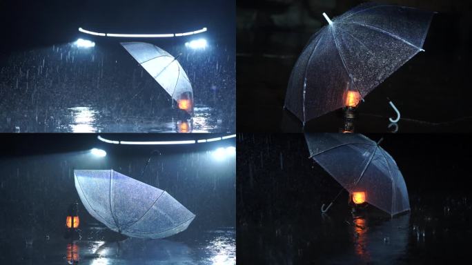 下雨天透明雨伞