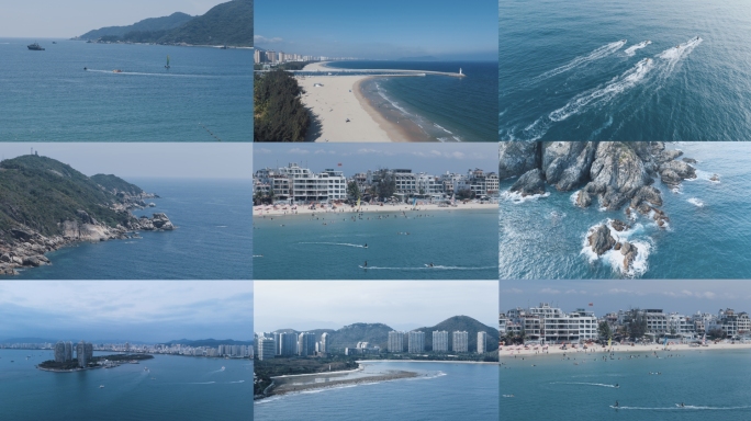 海上摩托艇钓鱼海浪游泳沙滩风景