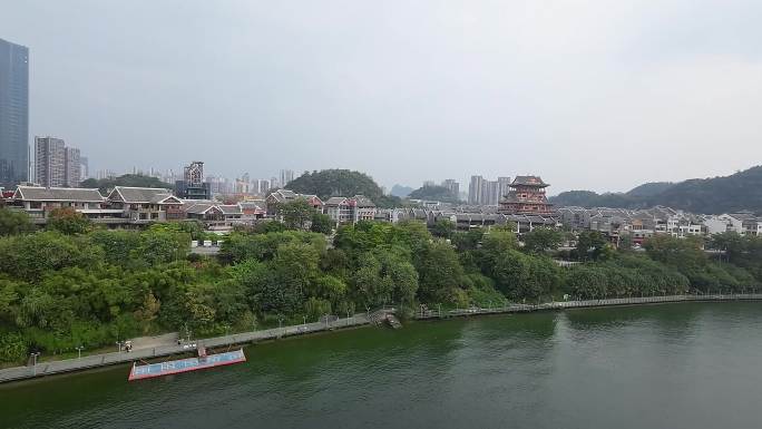 柳州古镇横飞全景柳江