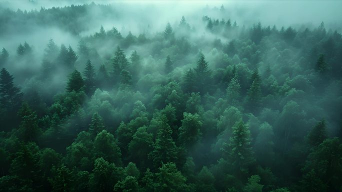 丁达尔梦幻森林唯美森林逆光云雾