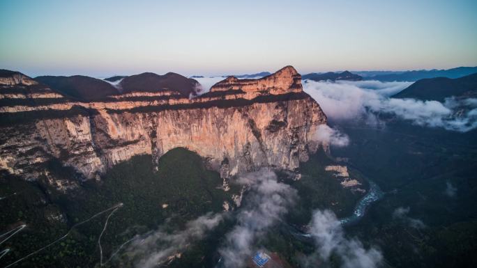 航拍武陵山区陡峭大山4K