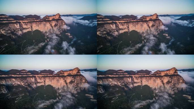 航拍武陵山区陡峭大山4K