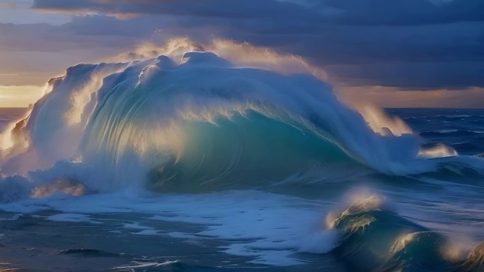 巨浪拍打海岸巨浪海浪翻滚