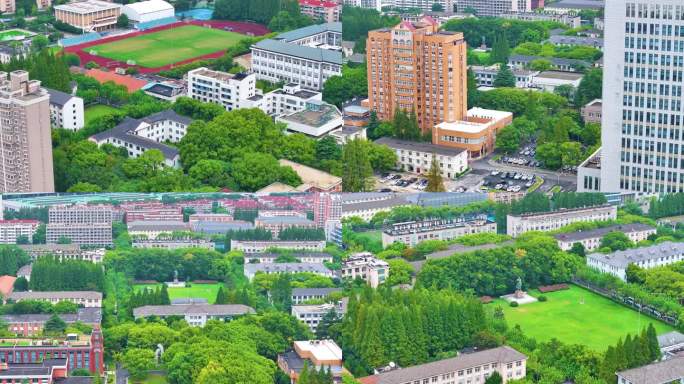 上海市华东理工大学徐汇校区航拍校园风景风