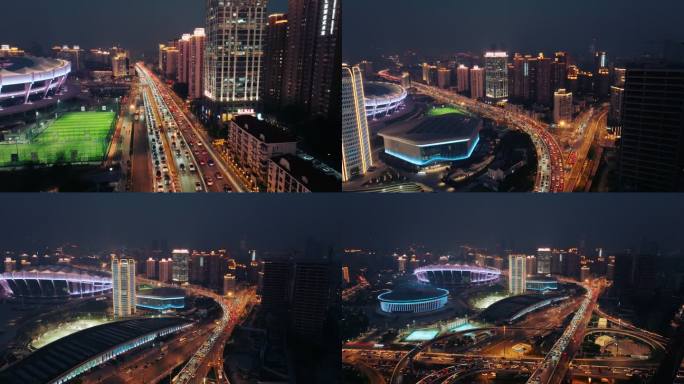 徐汇体育馆夜景上海内环高架路夜景