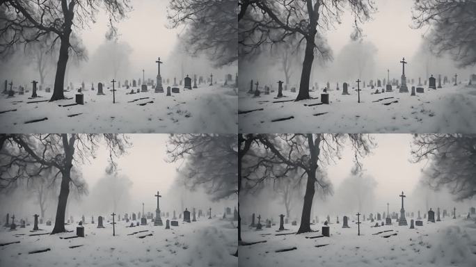 空旷墓地墓碑
