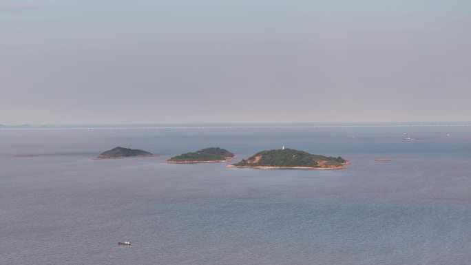 4K-Log-航拍浙江海盐杭州湾白塔山