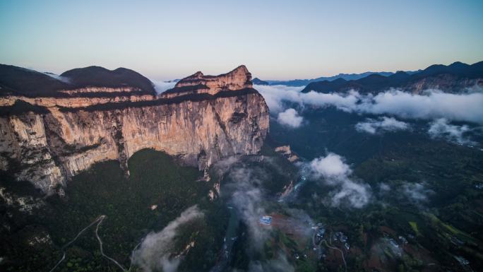 航拍武陵山区陡峭大山4K