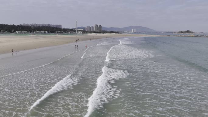 4K航拍 平潭 龙王头沙滩 人群 海岸