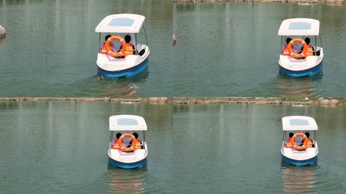 公园游玩划船湖水