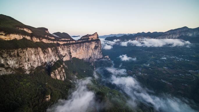 航拍武陵山区陡峭大山4K