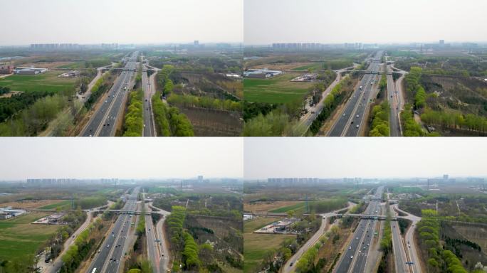 高速公路 车流 绿化带