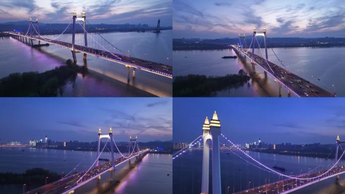 湘江三汊矶大桥开灯夜景