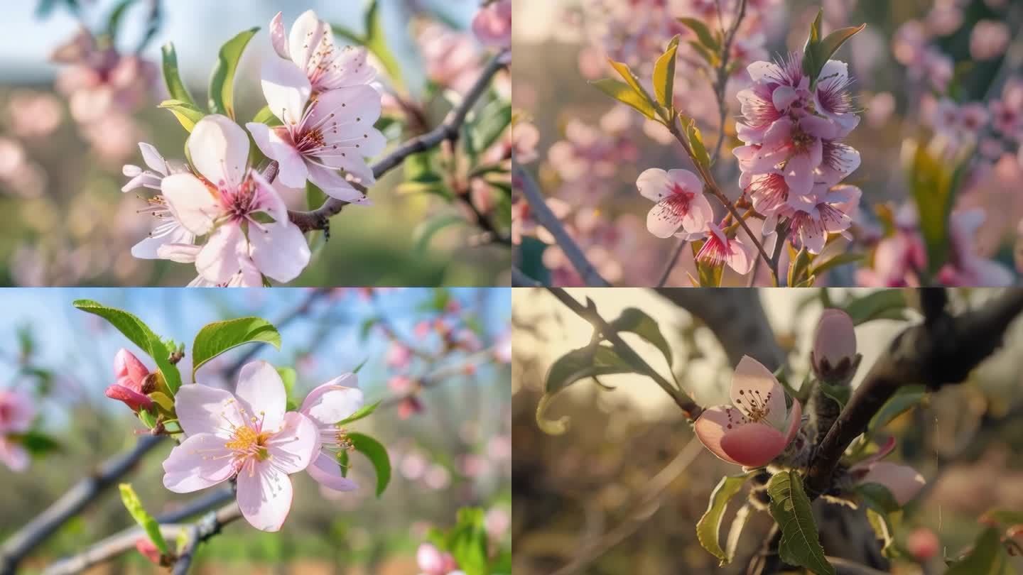 春天花朵开 春暖花开 桃花特写镜头