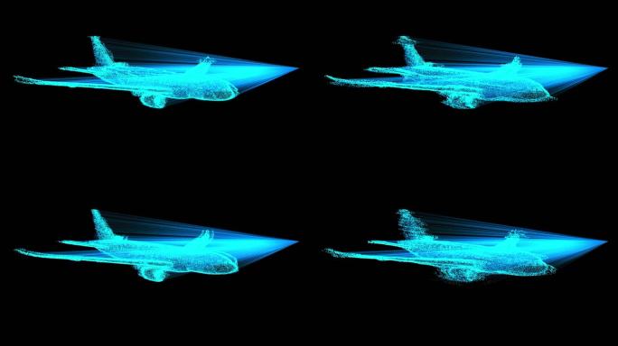 蓝色虚拟智慧数据科技飞机全息投影HUD