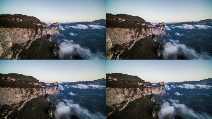 航拍武陵山区陡峭大山4K