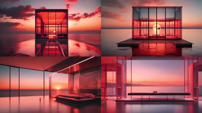 夕阳湖面超现代艺术设计空境