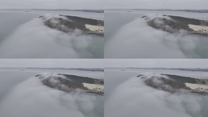 4K航拍平潭东海仙境海上雾气平流云