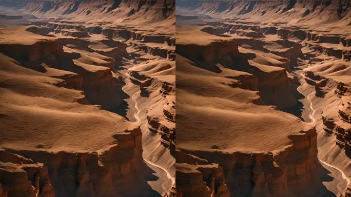 无人机拍摄的沙漠深处的壮丽峡谷