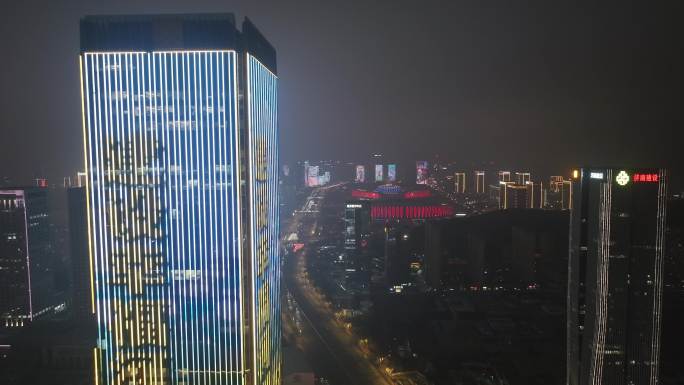 经十路 夜景 车流 灯光秀 航拍 节水日